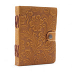 Leather Embossed Floral Notebook, Tan – 18x13.5 cm – view 7