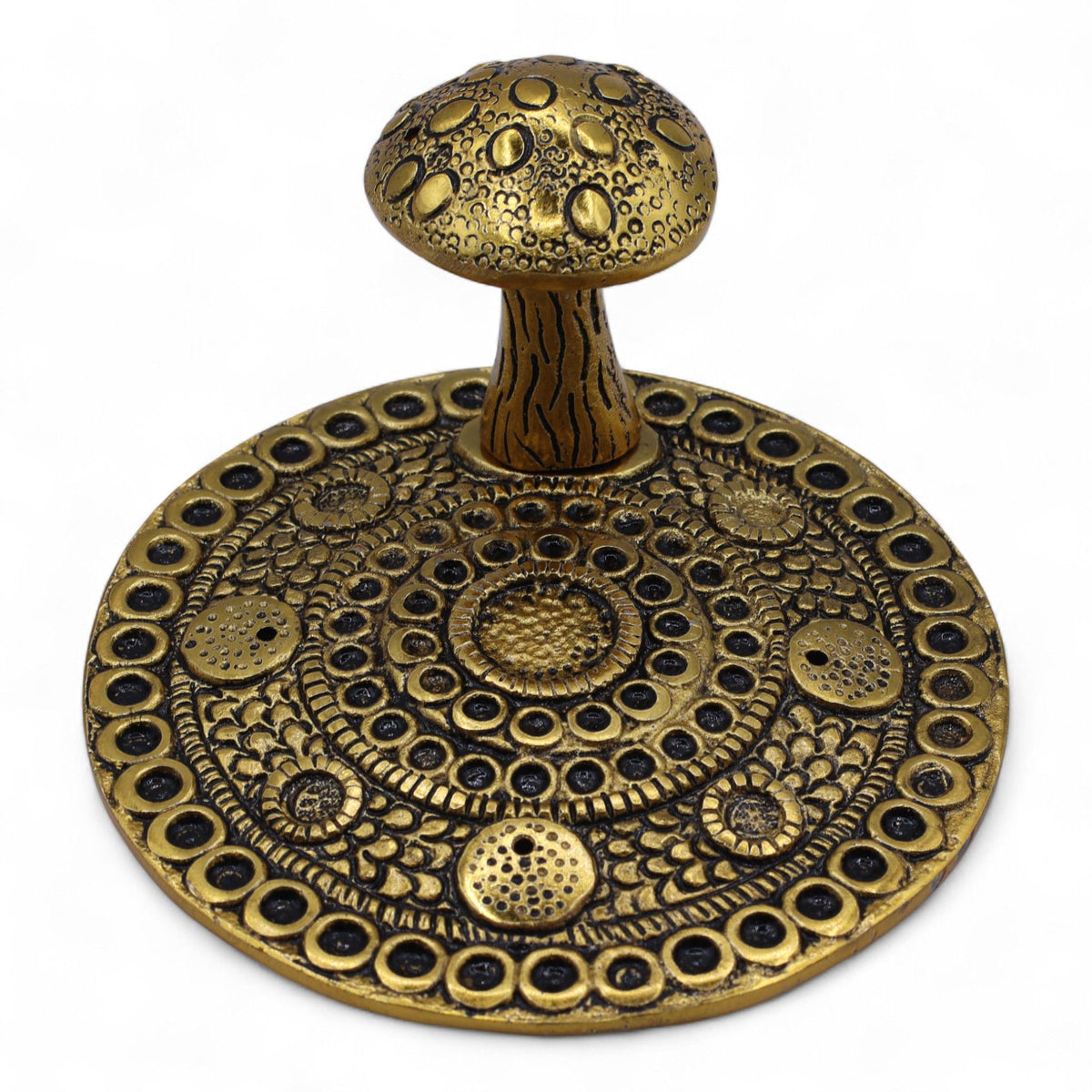 Mushroom Plate Incense Holder Brass Effect