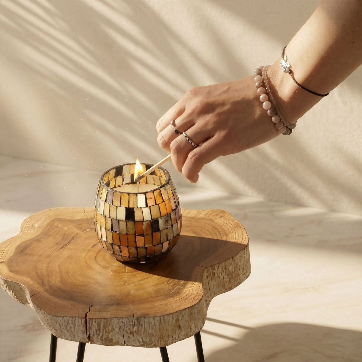 Small Glass Jar Candle - Amber Mosaic – view 7