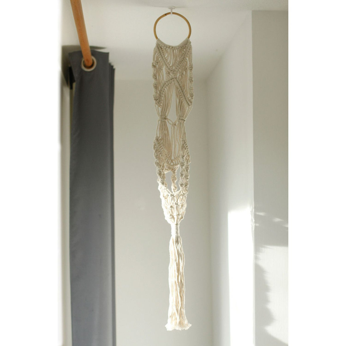 Macrame Plant Hanger with Rattan Hoop, 100cm – view 4