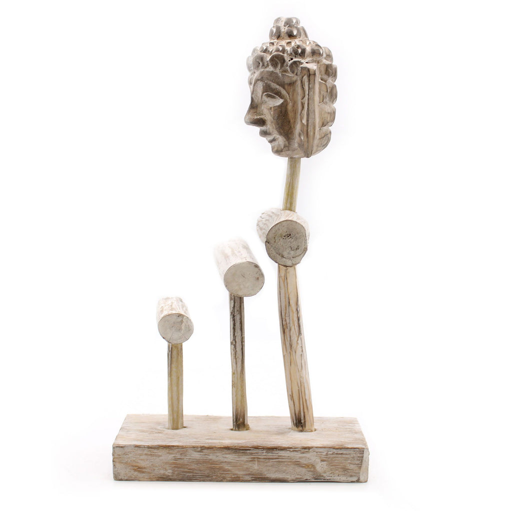 Three Branch and Buddha Jewellery Stand - Whitewash