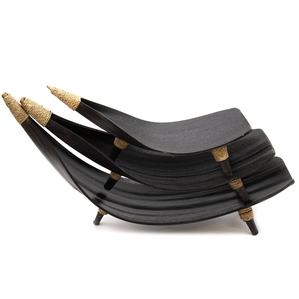 Coconut Leaf Fruit Bowl Set of 3 - Chocolate, 30 x 22 cm – view 5