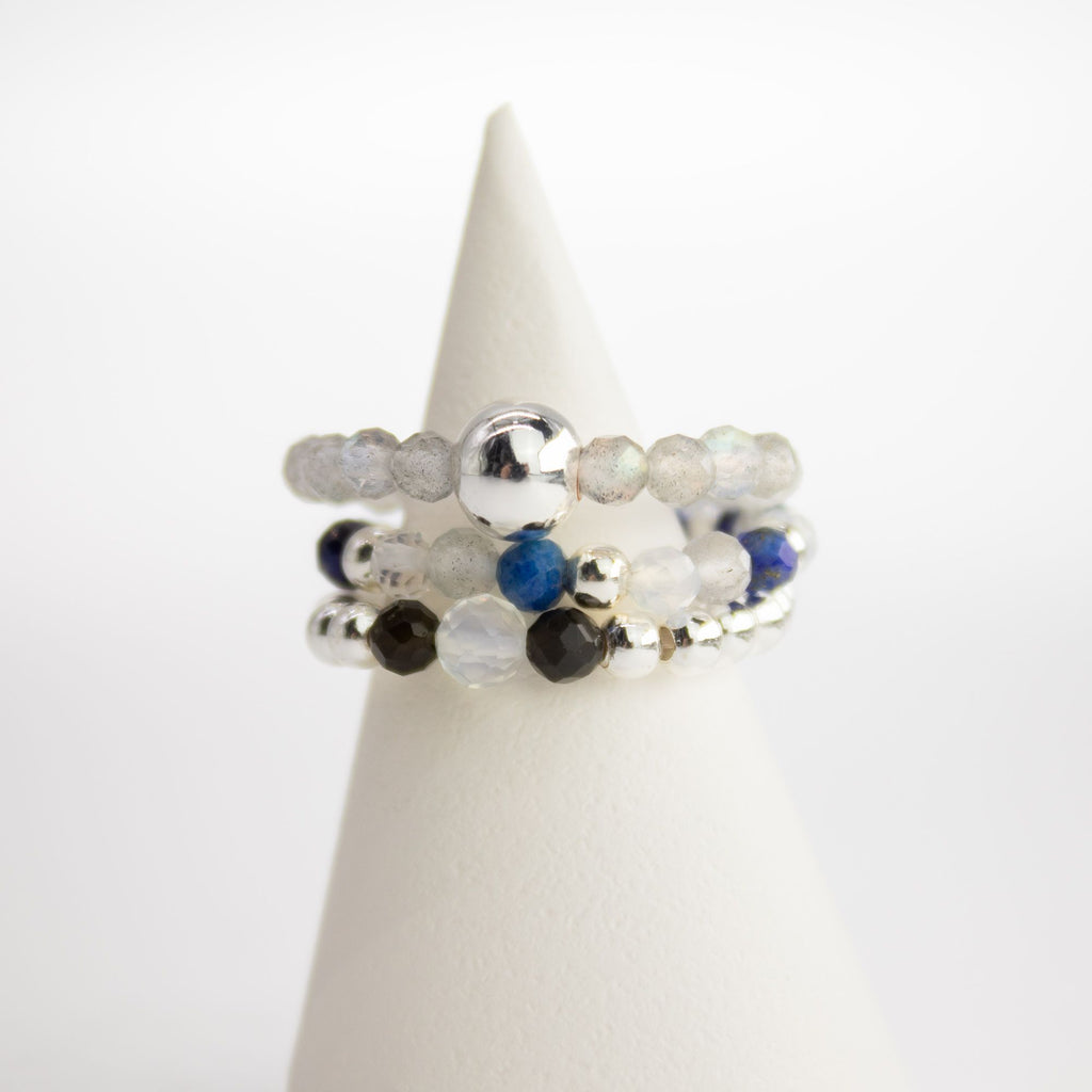 Nymph Gemstone Ring Set - Northern Lights Labradorite & Lapis – view 2