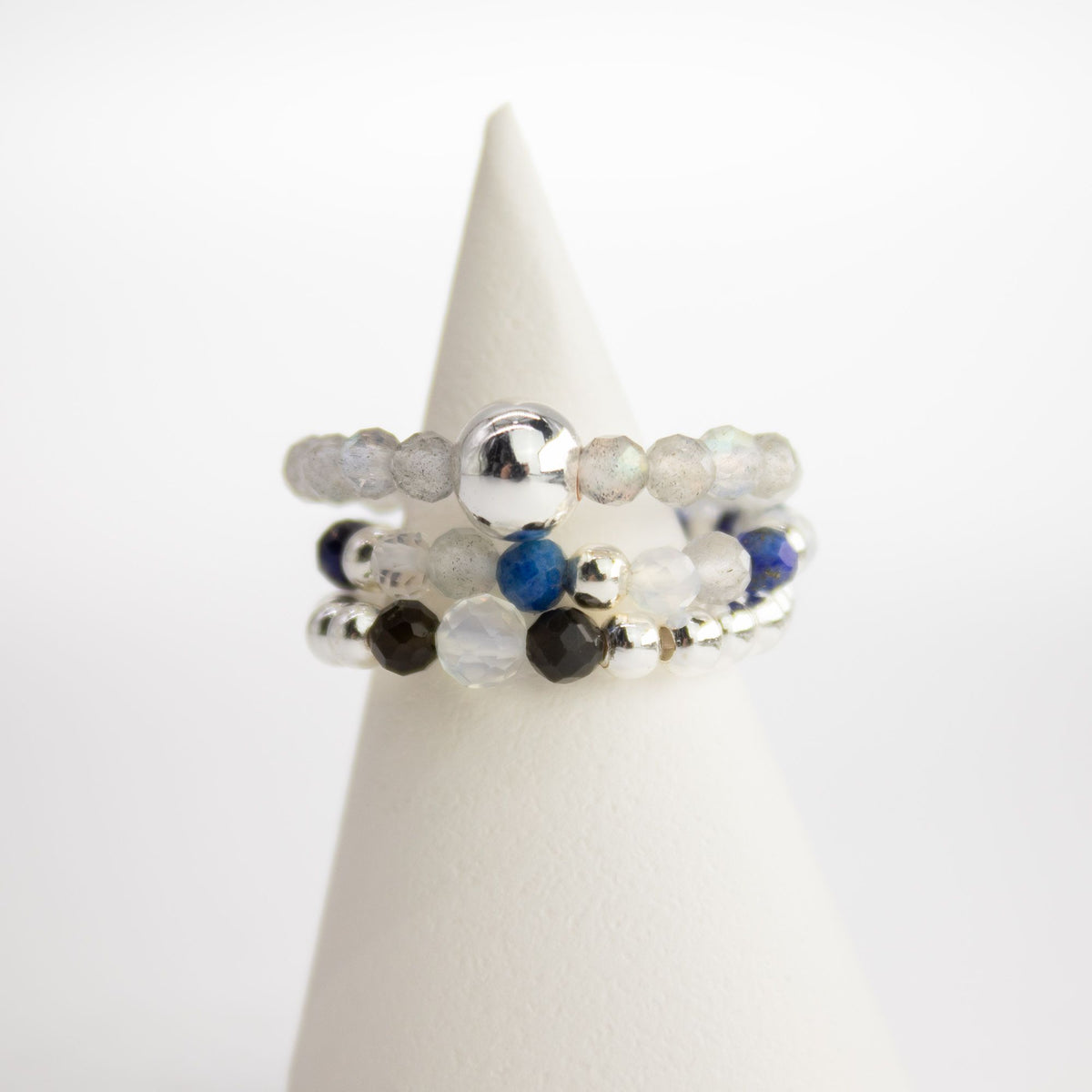 Nymph Gemstone Ring Set - Northern Lights Labradorite & Lapis – view 2