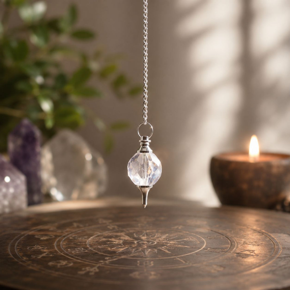 Faceted Gemstone Pendulum - Rock Quartz – view 2