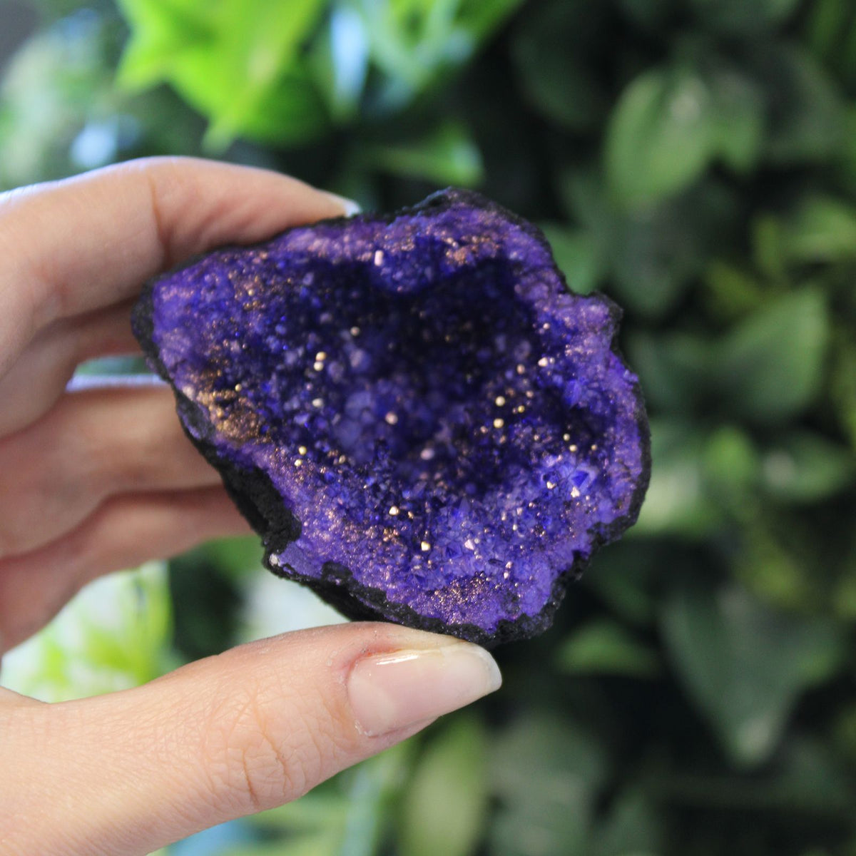 Blue Coloured Calcite Geode - Black Rock Style – view 2
