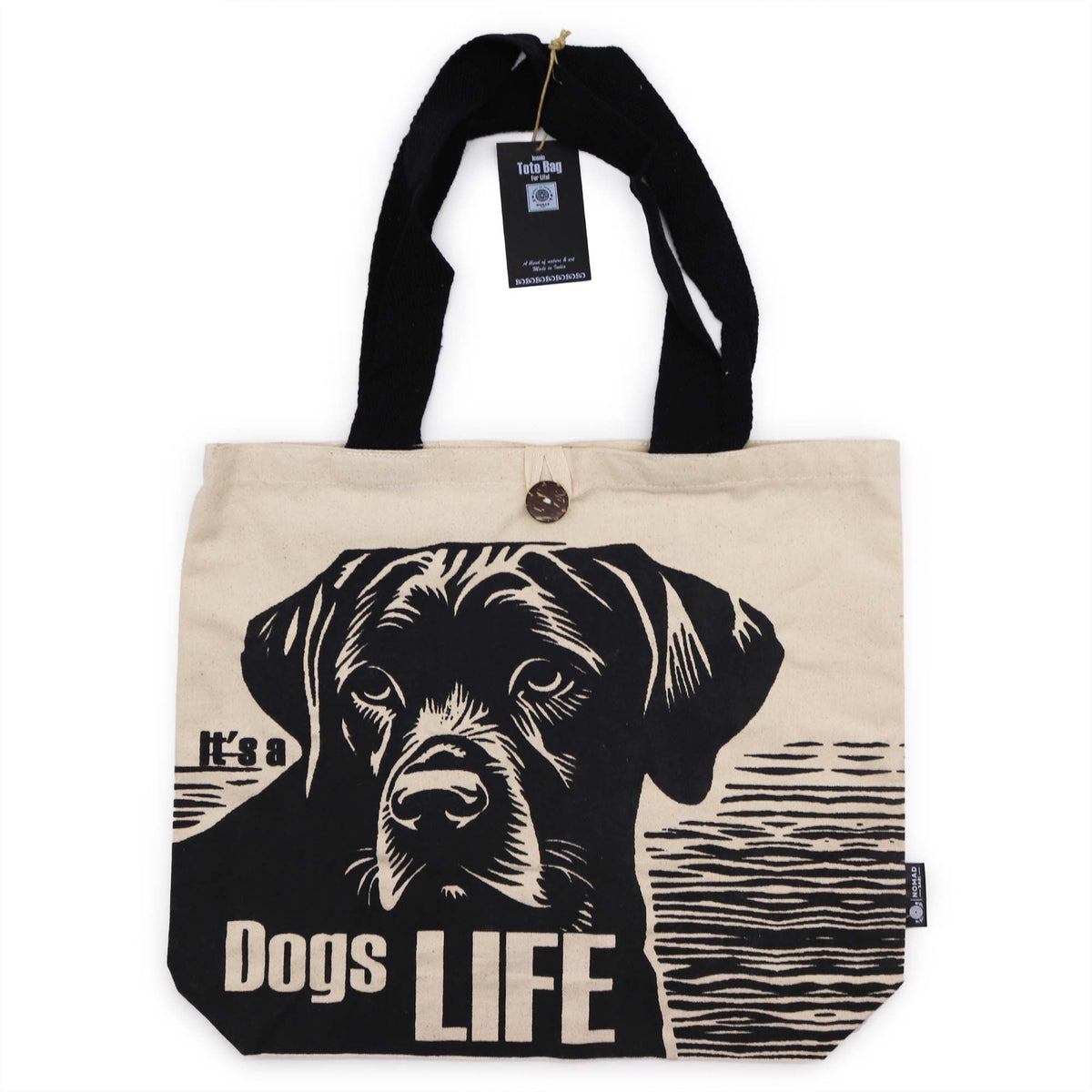 Nomad Sari Classic Tote Bag - It's a Dog's Life - White Cotton – view 2