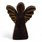 Small Mango Wood Angel - Gold Wings, 12cm