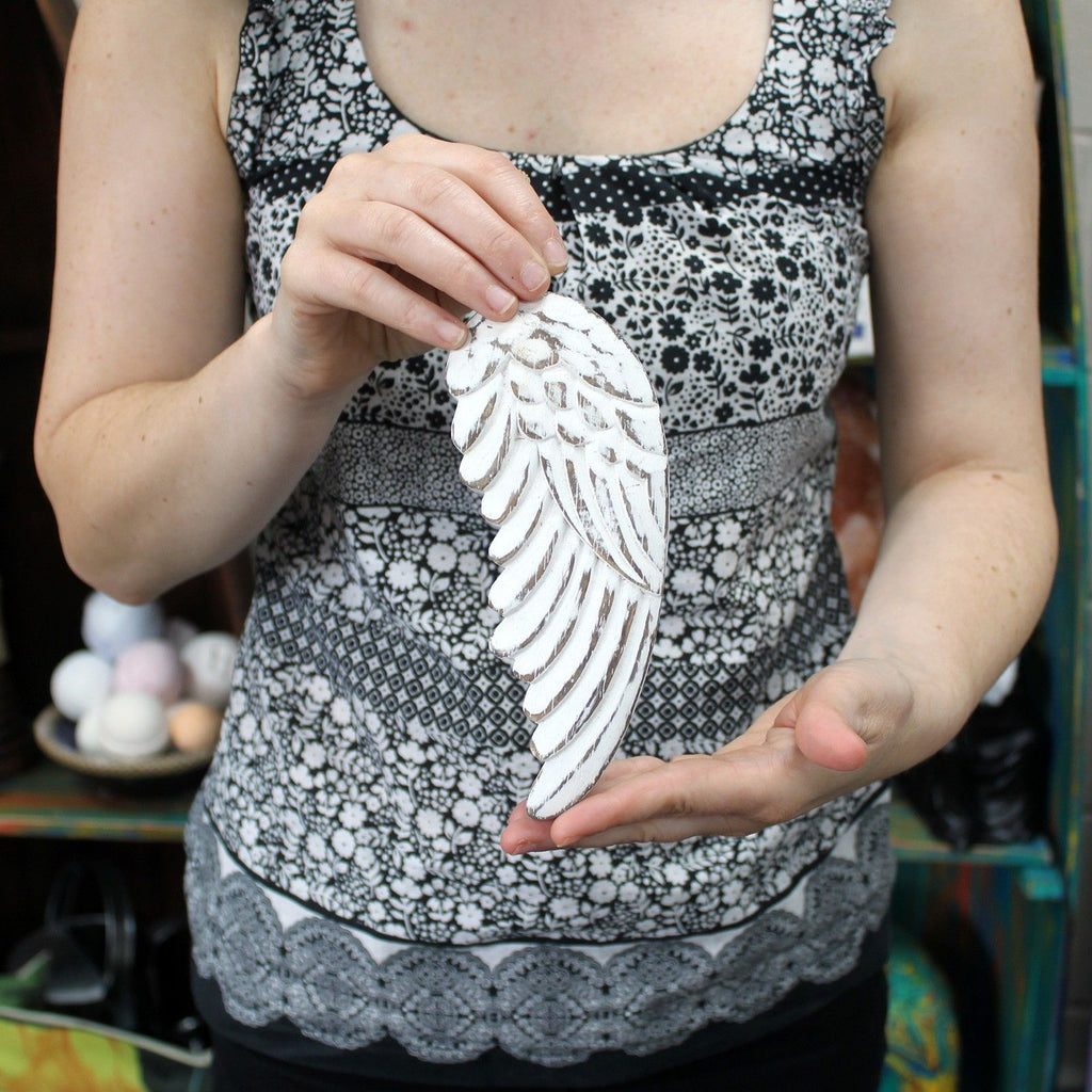 Small Hand Carved Angel Wing Wall Decor, 18 cm – view 2