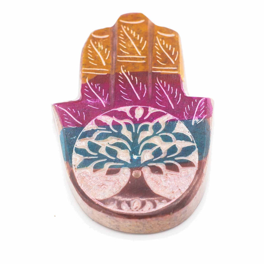 Soapstone Hamsa Incense Holder 9x6cm - Tree of Life – view 3