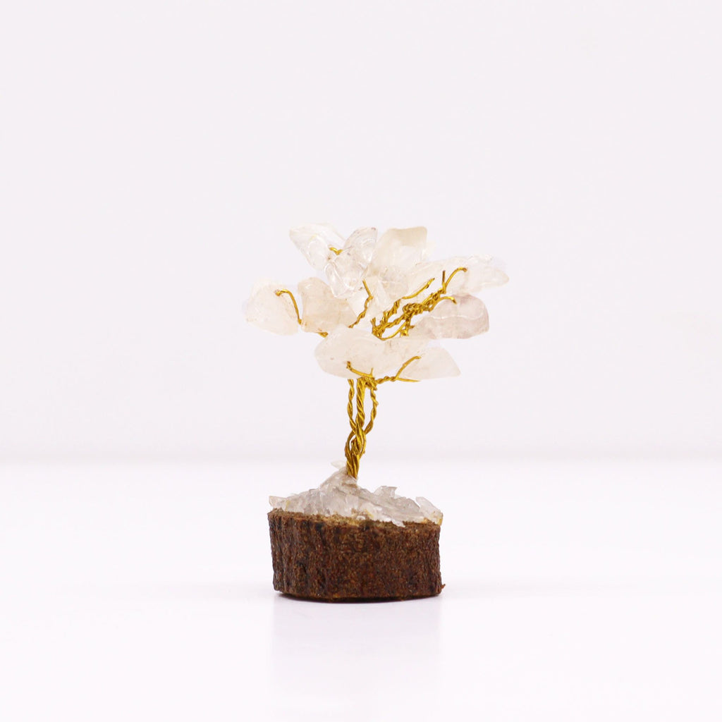 Rock Quartz Mini Gemstone Tree on Wood Base, 15 Stones – view 3