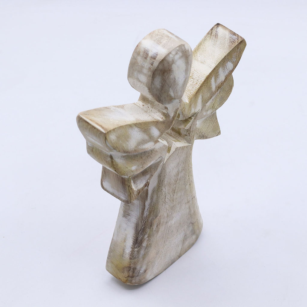 Mango Wood Angel - Whitewash, Star Cut-Out – view 6