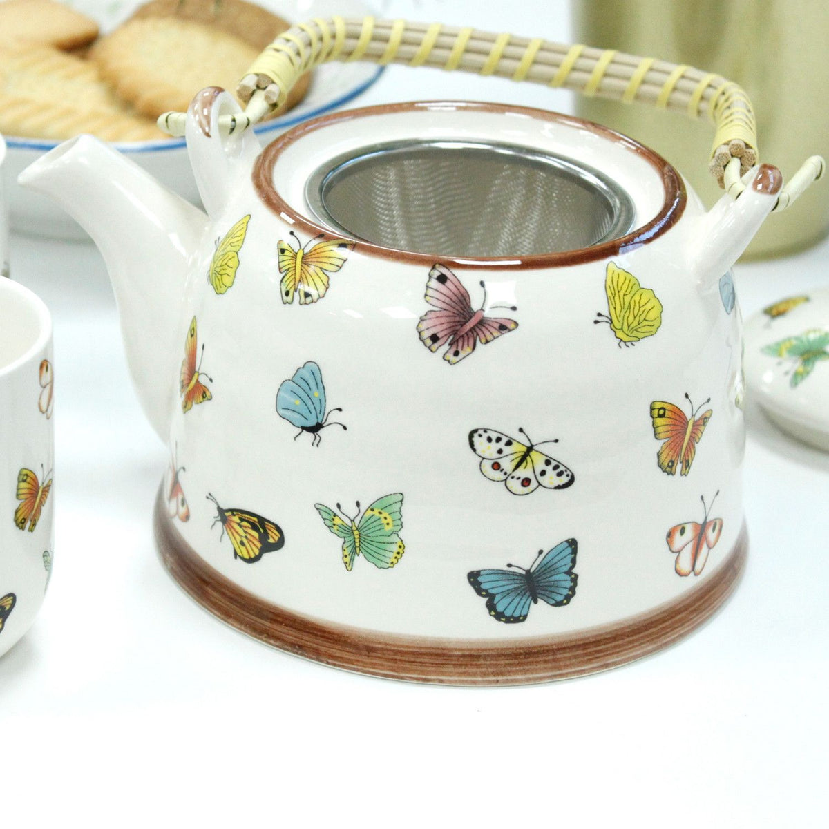 Ceramic Herbal Teapot Set with 6 Cups - Butterflies – view 7