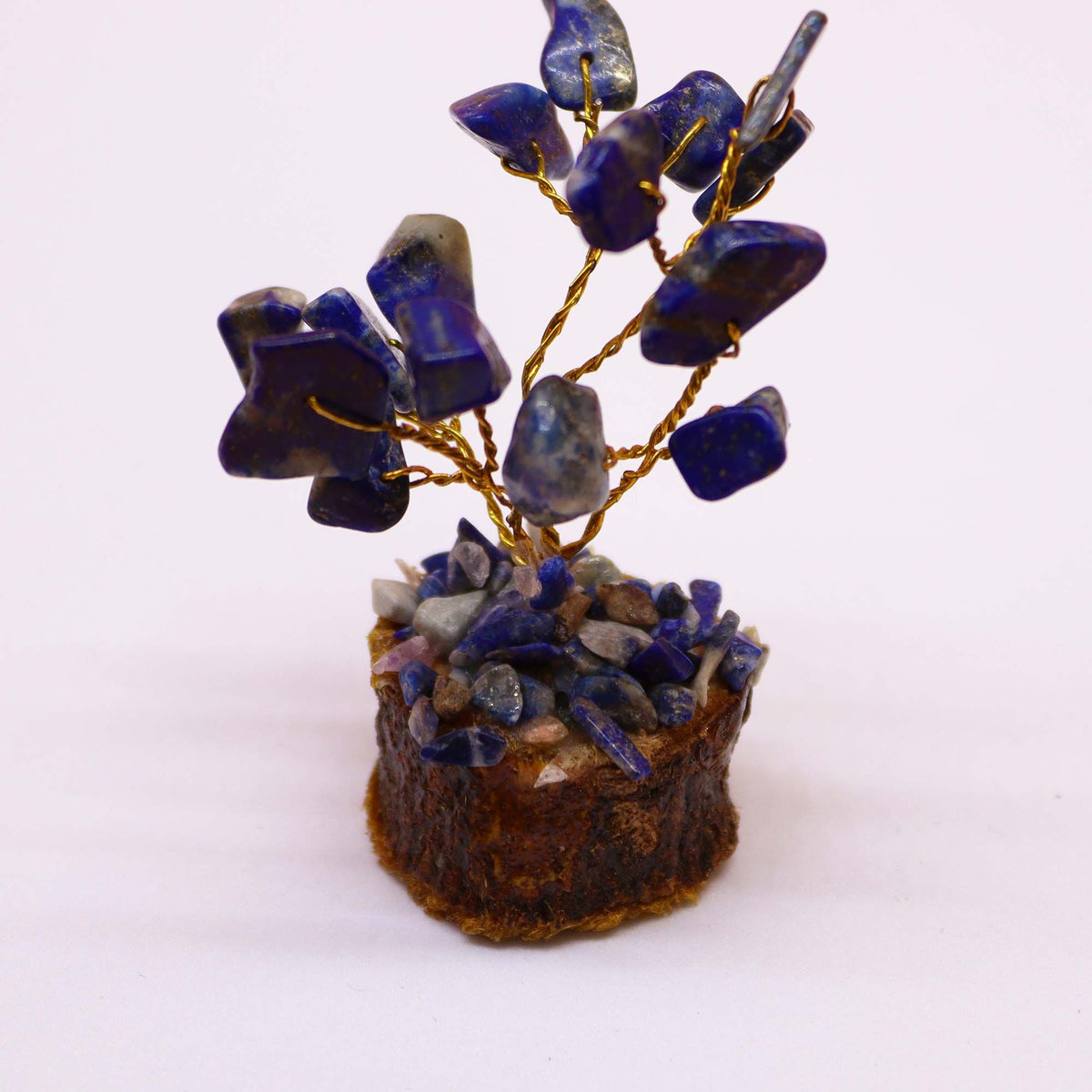 Sodalite Mini Gemstone Tree on Wood Base, 15 Stones – view 6