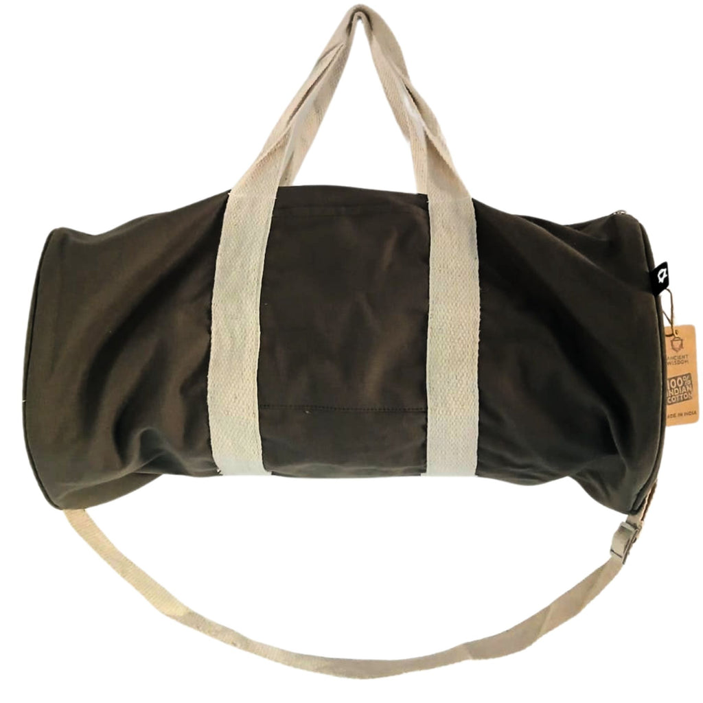 Olive Cotton Canvas Gym Bag