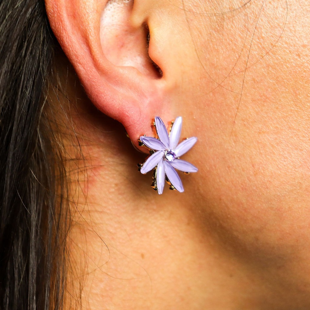 Nymph Lavender Flower Glass Earrings – view 6