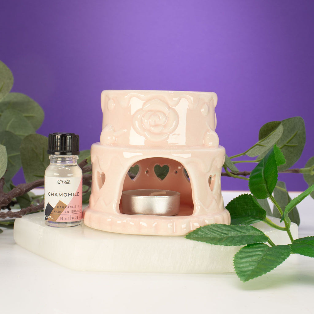 Ceramic Cake Oil Burner - Hearts - Pink – view 2