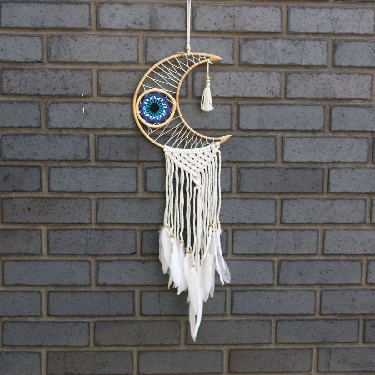 Macrame Moon Dream Catcher - Assorted Colours – view 10