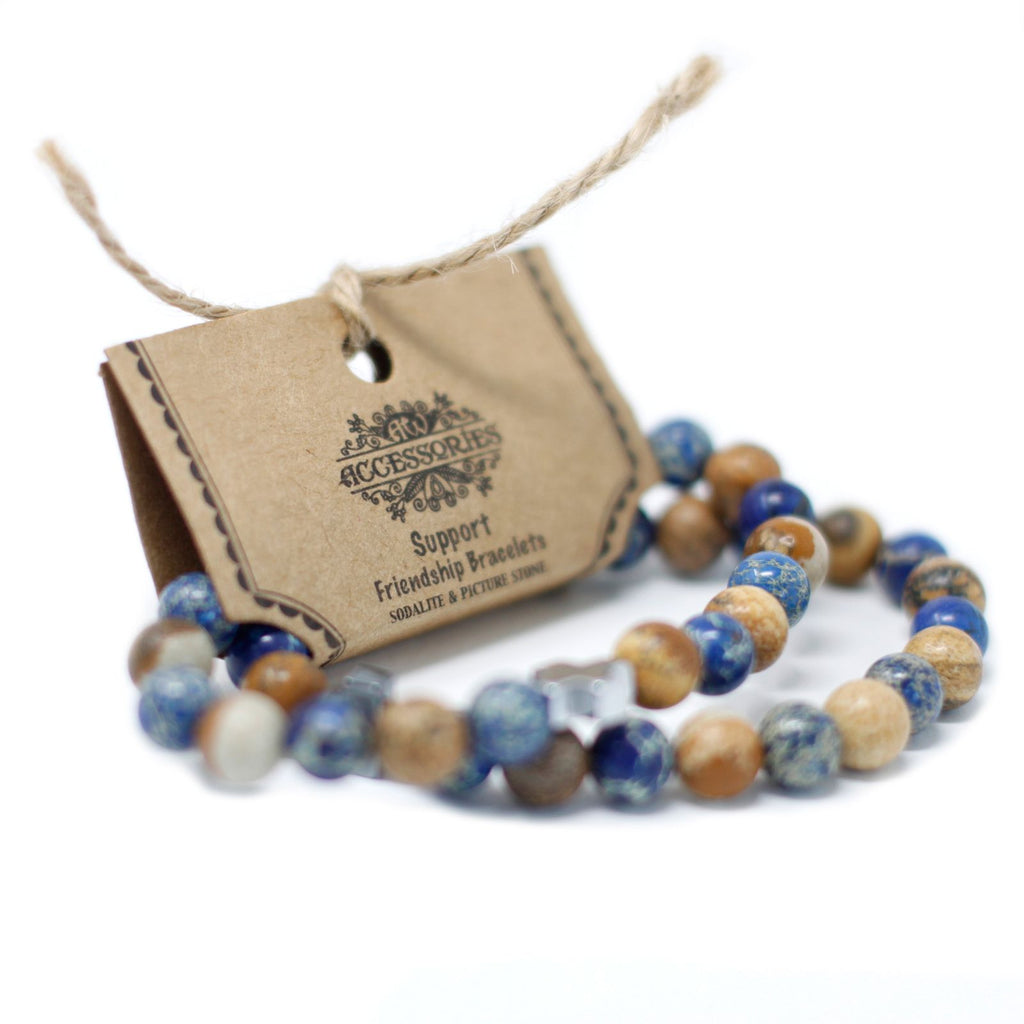 Loyalty Friendship Bracelet Set - Amazonite & Yellow Jasper – view 6