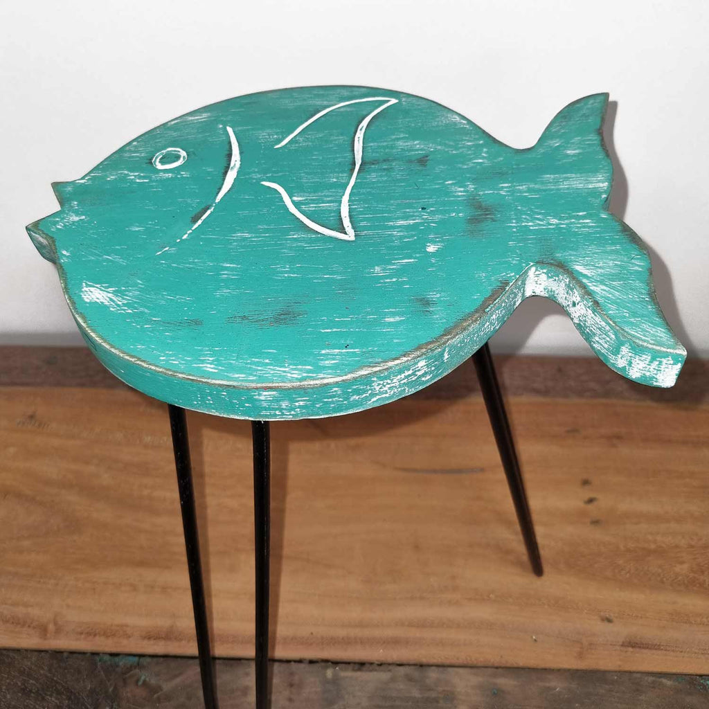 Albasia Wood Fish Stand - Turquoise – view 5