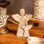 Mango Wood Angel in Angel - Whitewash, 15cm – view 8