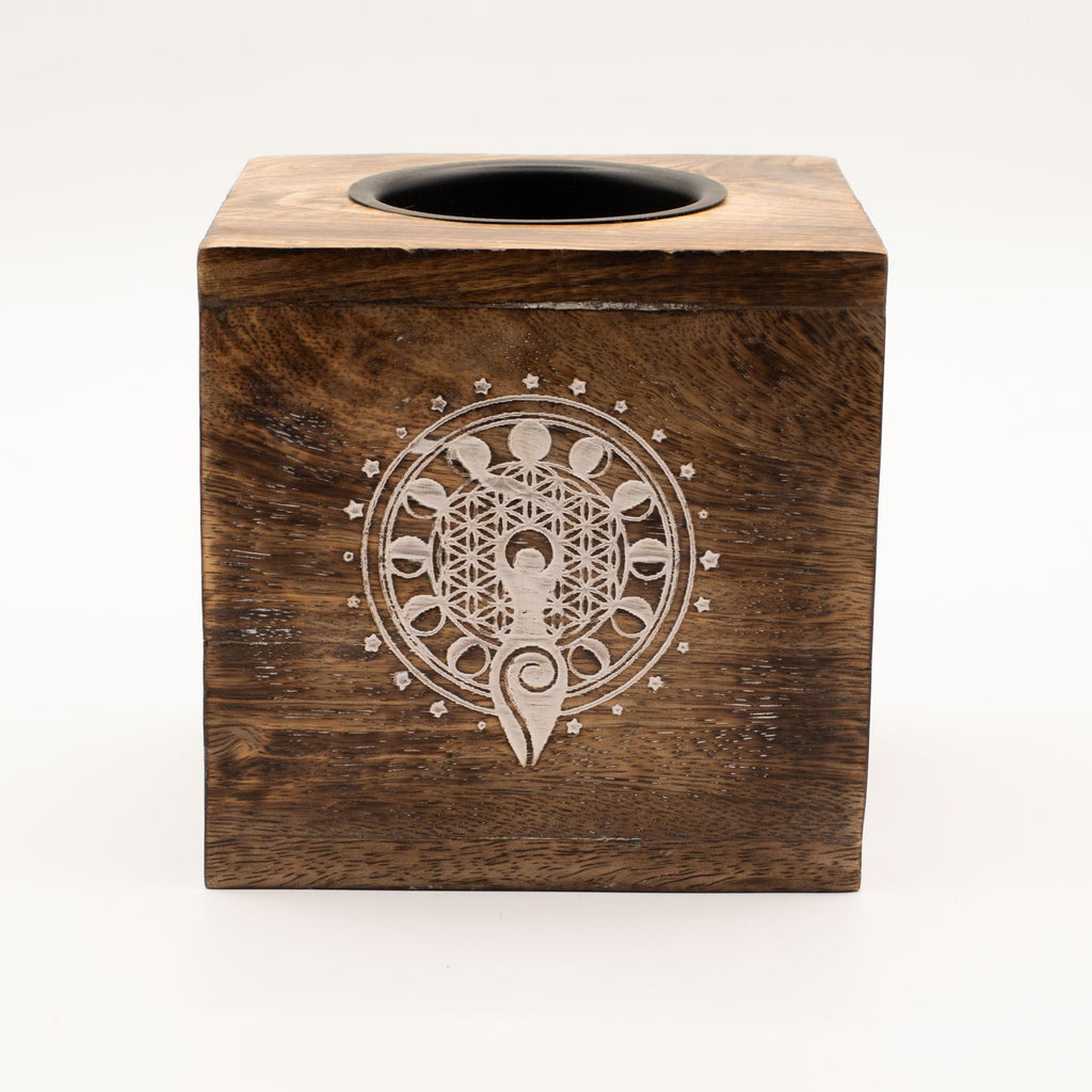 Large Square Mango Wood Oil Burner - Moon Goddess – view 2