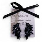 Nymph Jet Black Angel Wings Glass Earrings – view 7