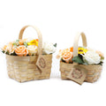 Medium Soap Flower Bouquet in Wicker Basket - Orange