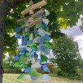 Recycled Glass Wind Chime - Flexible Sticks, Green/White/Blue
