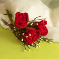 Set of 6 Felt Rose Stems - Red