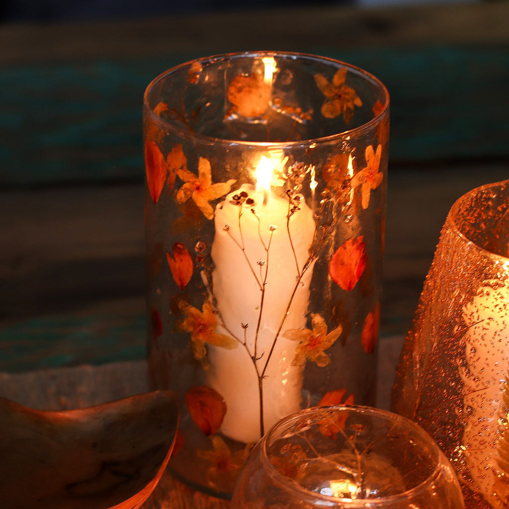 Rose Glass Vase Candle Holder with Dried Flowers 19x11cm – view 9