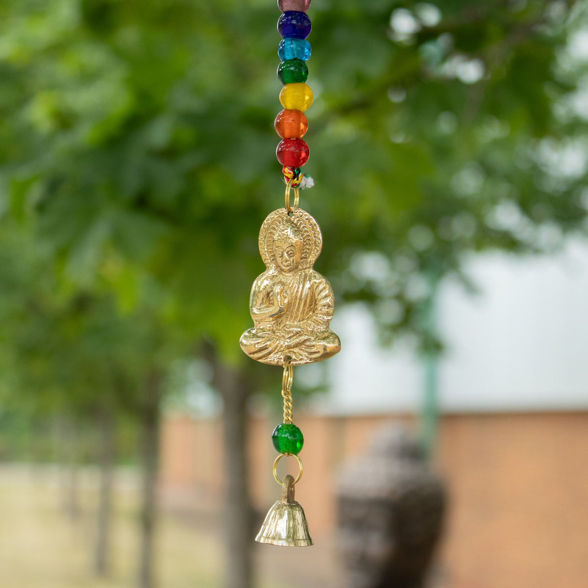 Brass Buddha Wind Chime with Chakra Beads, 53cm – view 4