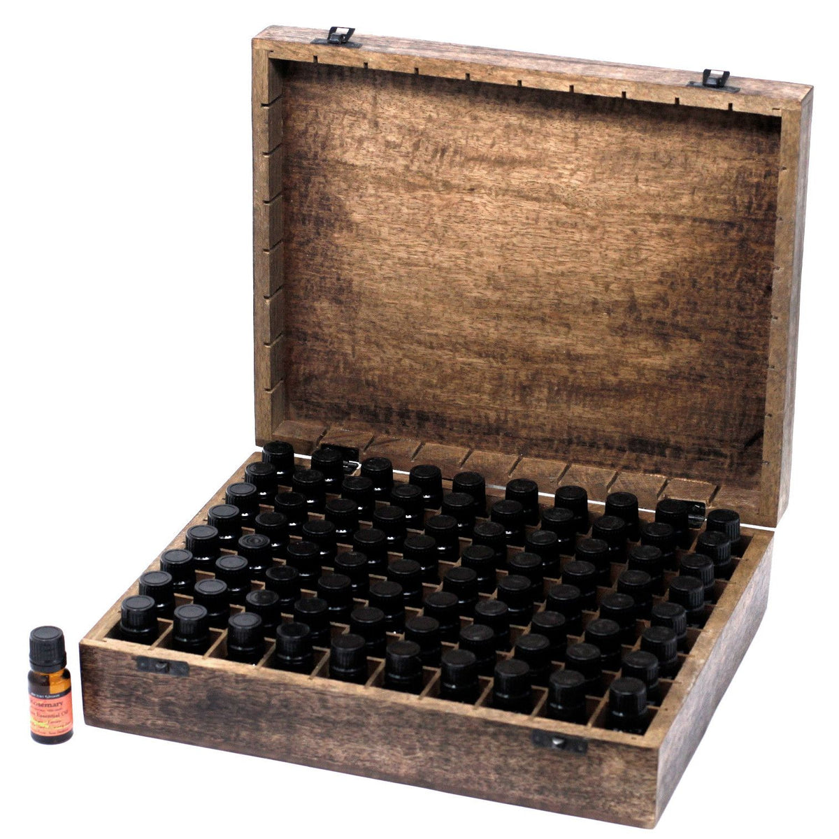Mango Wood Carved Storage Box - Floral, Holds 80 Bottles – view 2