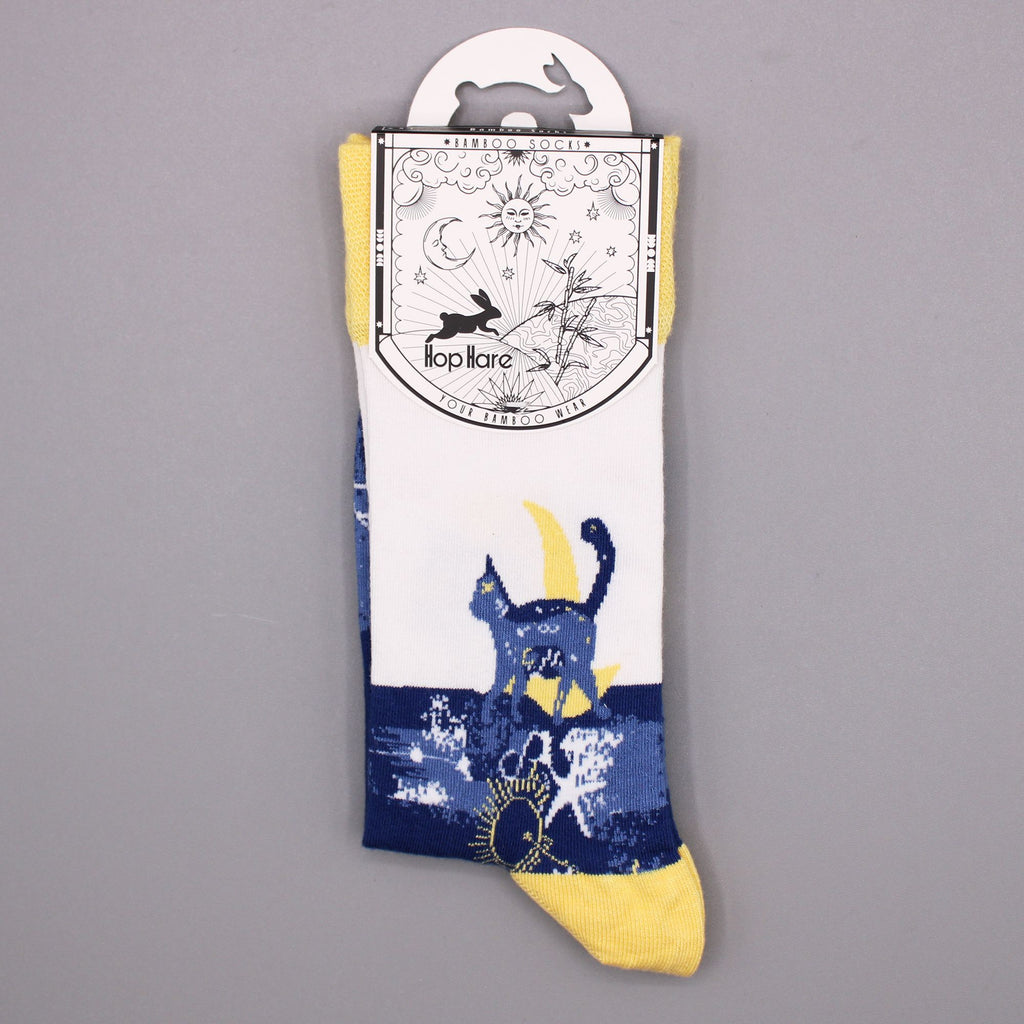 Hop Hare Bamboo Socks Midnight Cat Print (36-40)