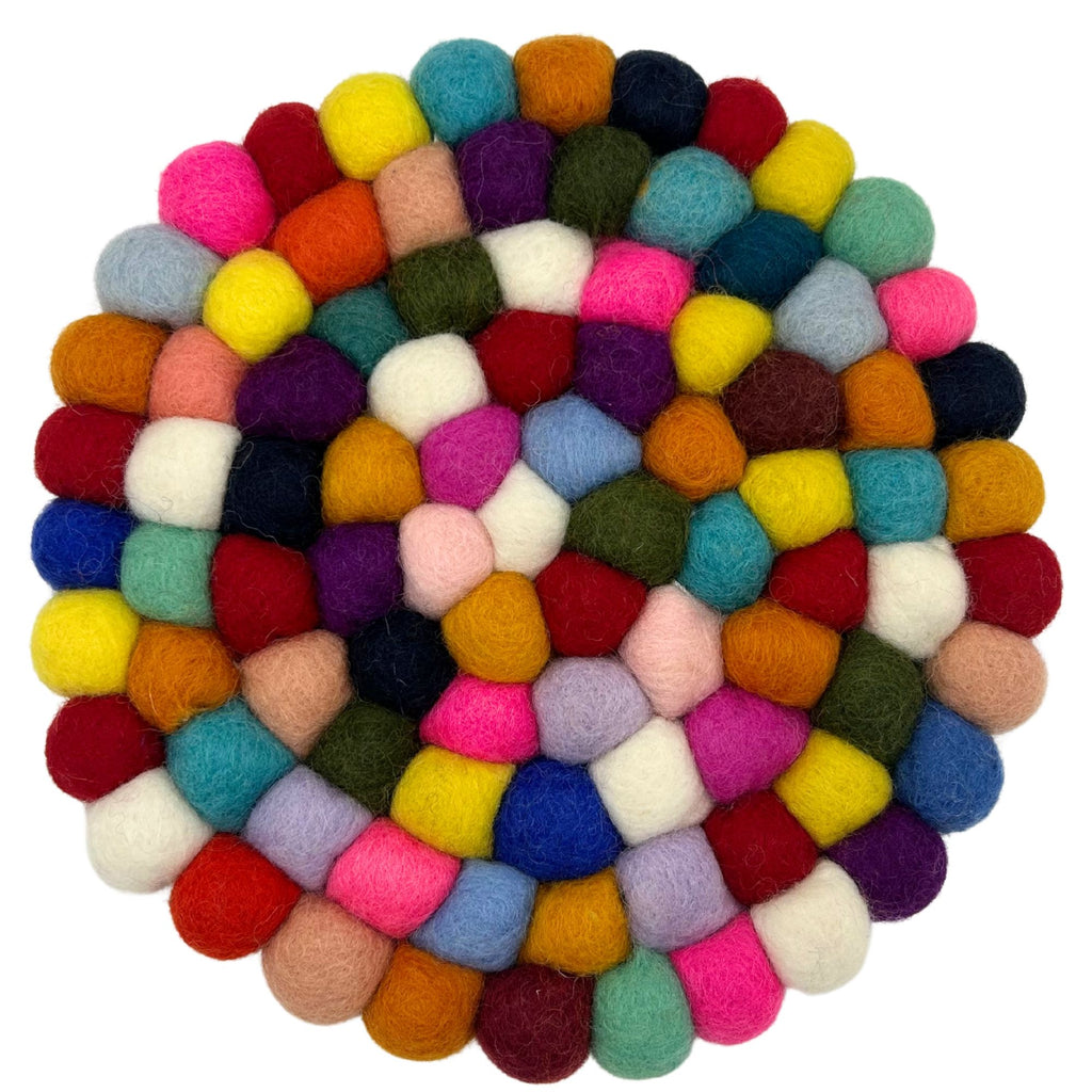 Felt Ball Round Table Mat - 20cm Multi Colour – view 2