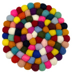 Felt Ball Round Table Mat - 20cm Multi Colour – view 2