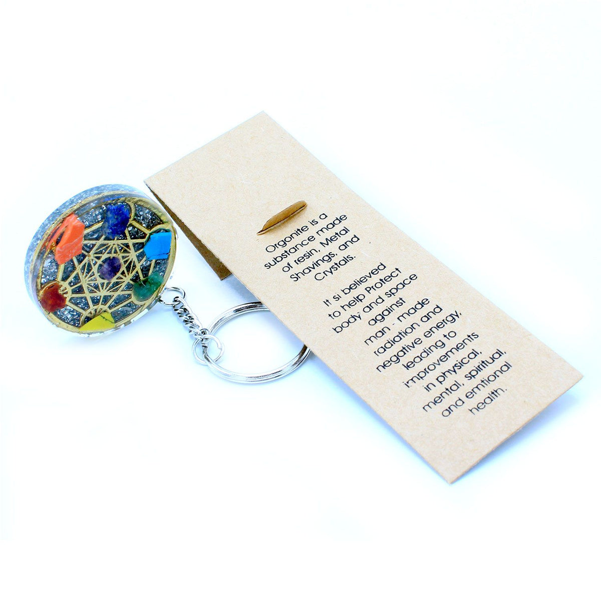 Orgonite Power Keyring - Round Seven Chakra – view 4
