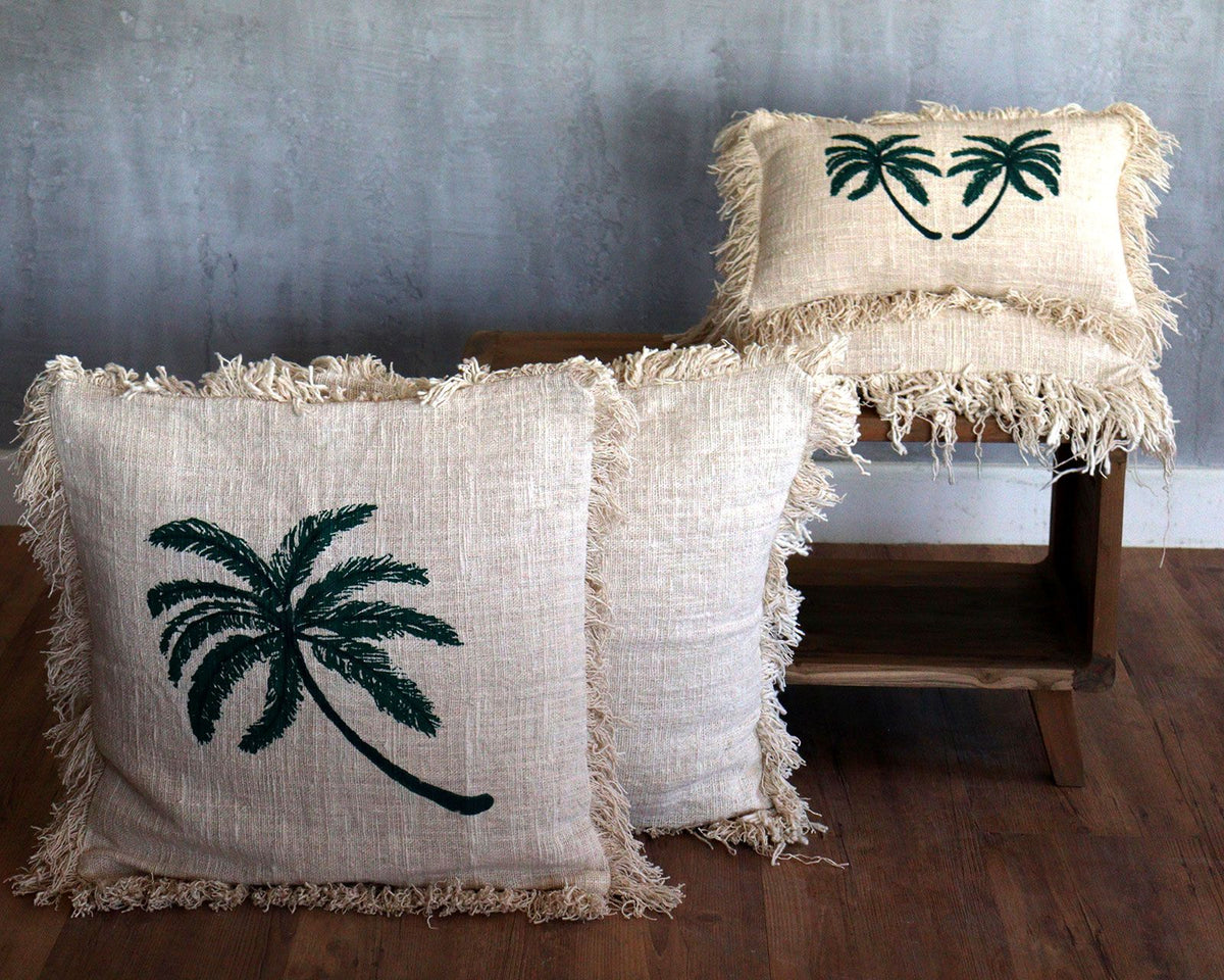 Linen Cushion Cover - Palm Tree - 45x45cm