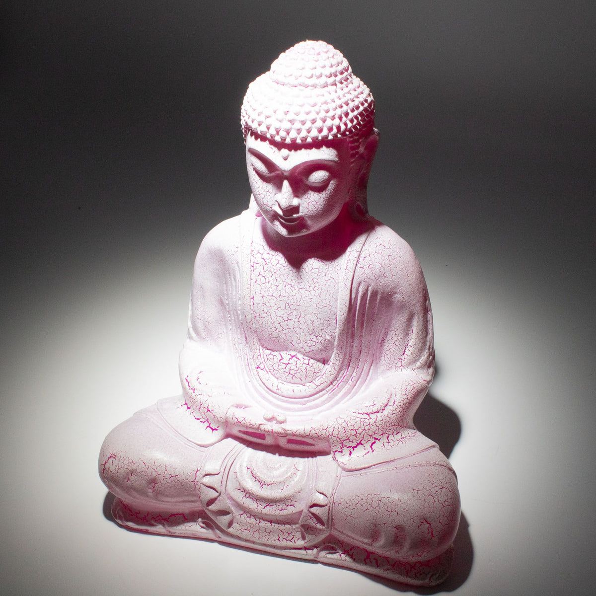 Meditation Buddha Glow Lamp - Cherry Crackle, Oval Stand