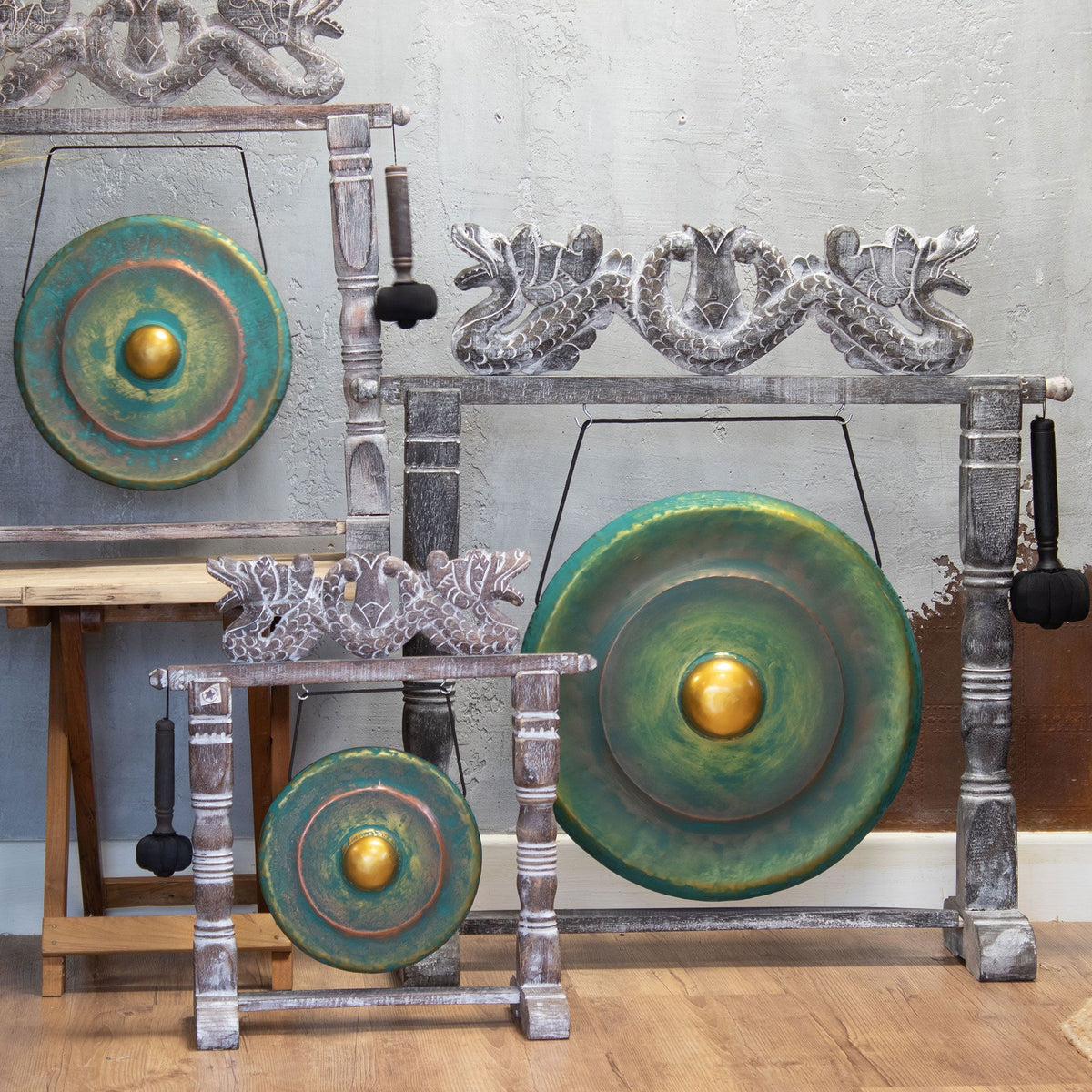 Medium Gong in Greenwash Stand - 50cm – view 5