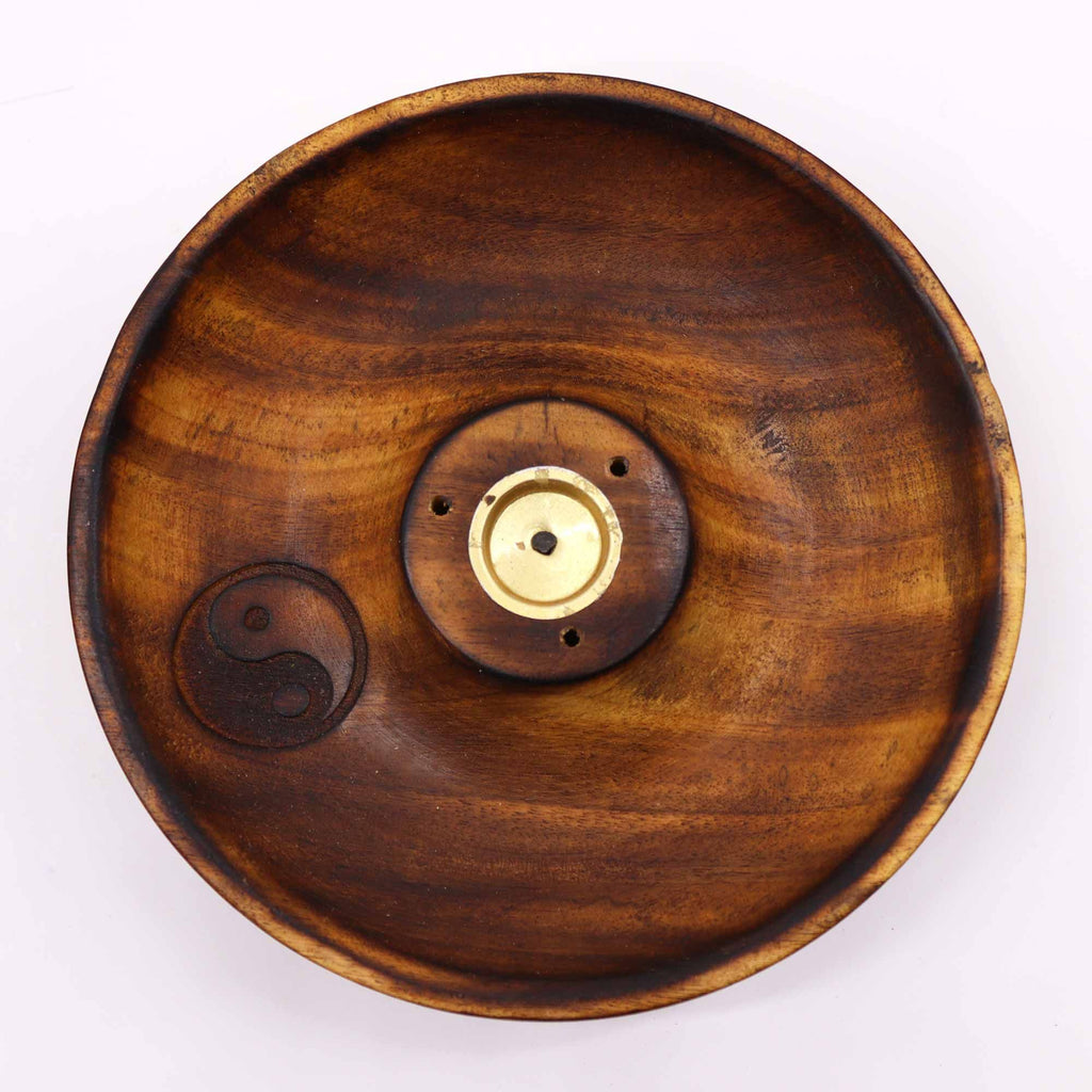 Yin & Yang Incense Stick & Cone Burner Disc - Mango Wood – view 4