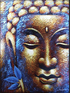 Buddha Painting, Gold Face & Lotus Flower - 80 x 60cm – view 3