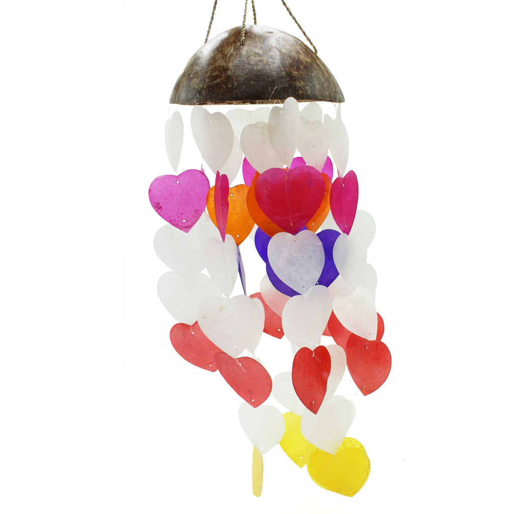 Coconut & Capiz Shell Wind Chime, Heart, 40cm – view 2