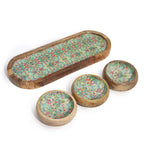 Mango Wood Tray with 3 Bowls - Mediterranean Tile – view 6