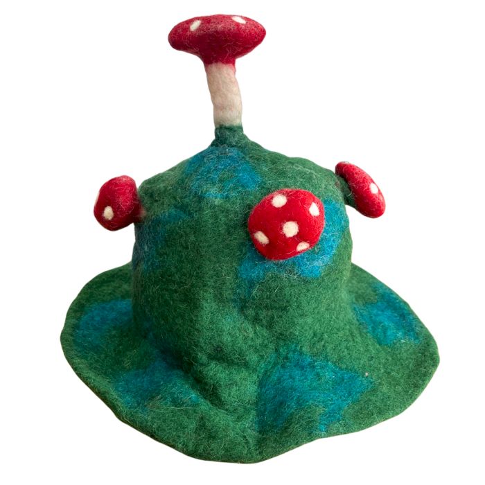 Felted Wool Mushroom Hat - Moss Mountain Green – view 2