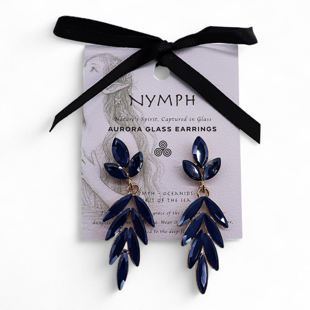 Nymph Royal Blue Long Drop Vintage Glass Earrings – view 2