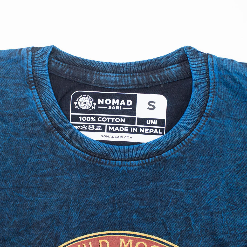 Nomad Sari Stonewashed T-Shirt - Stay Wild Moon Child - Blue - Small