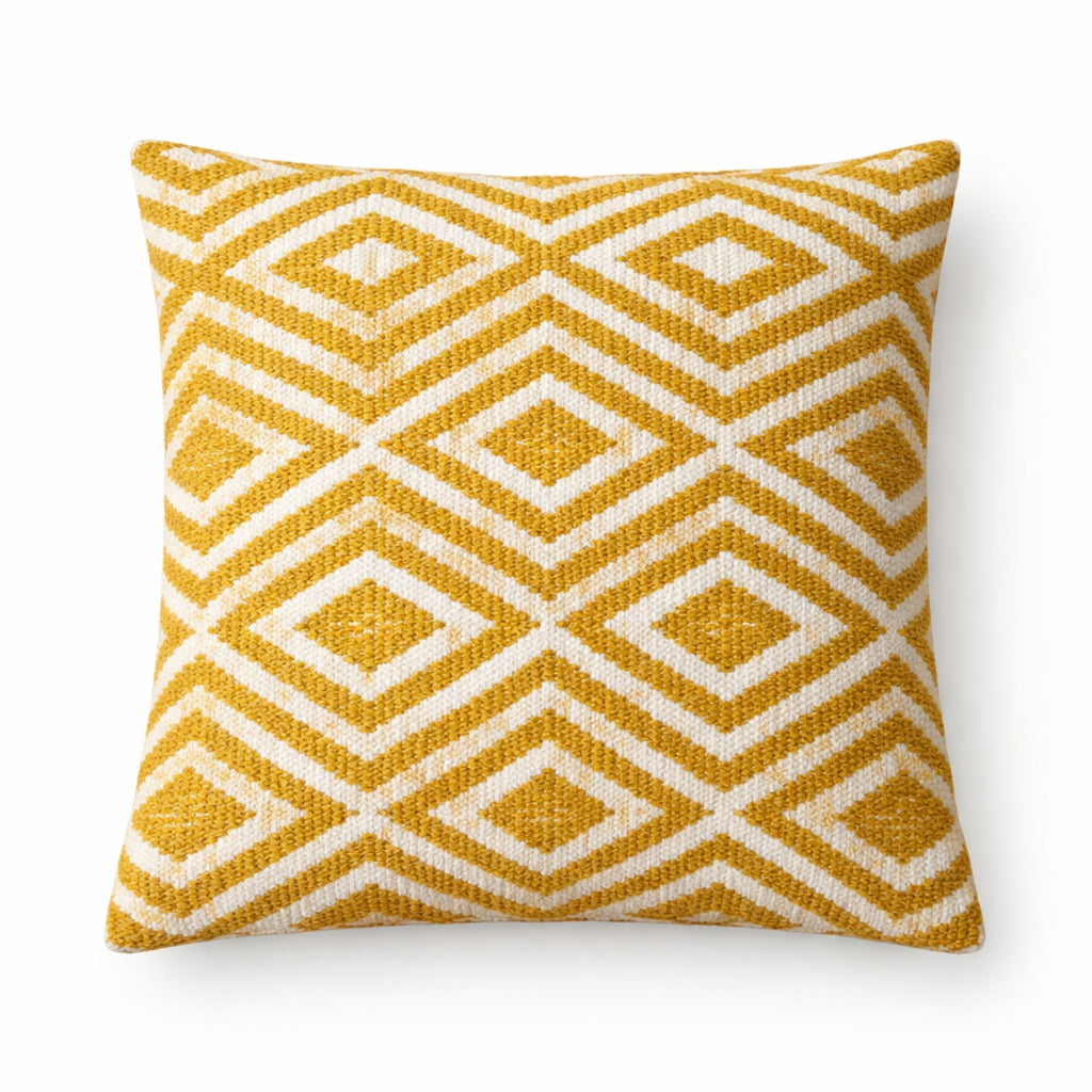 Mustard Diamonds Cushion Cover, 45x45cm