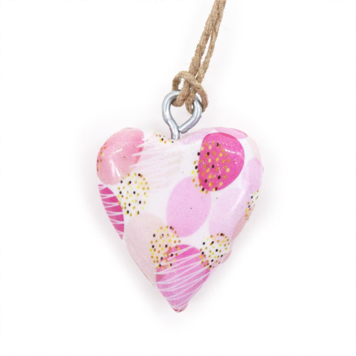 Small Mango Wood Heart, Pink Abstract