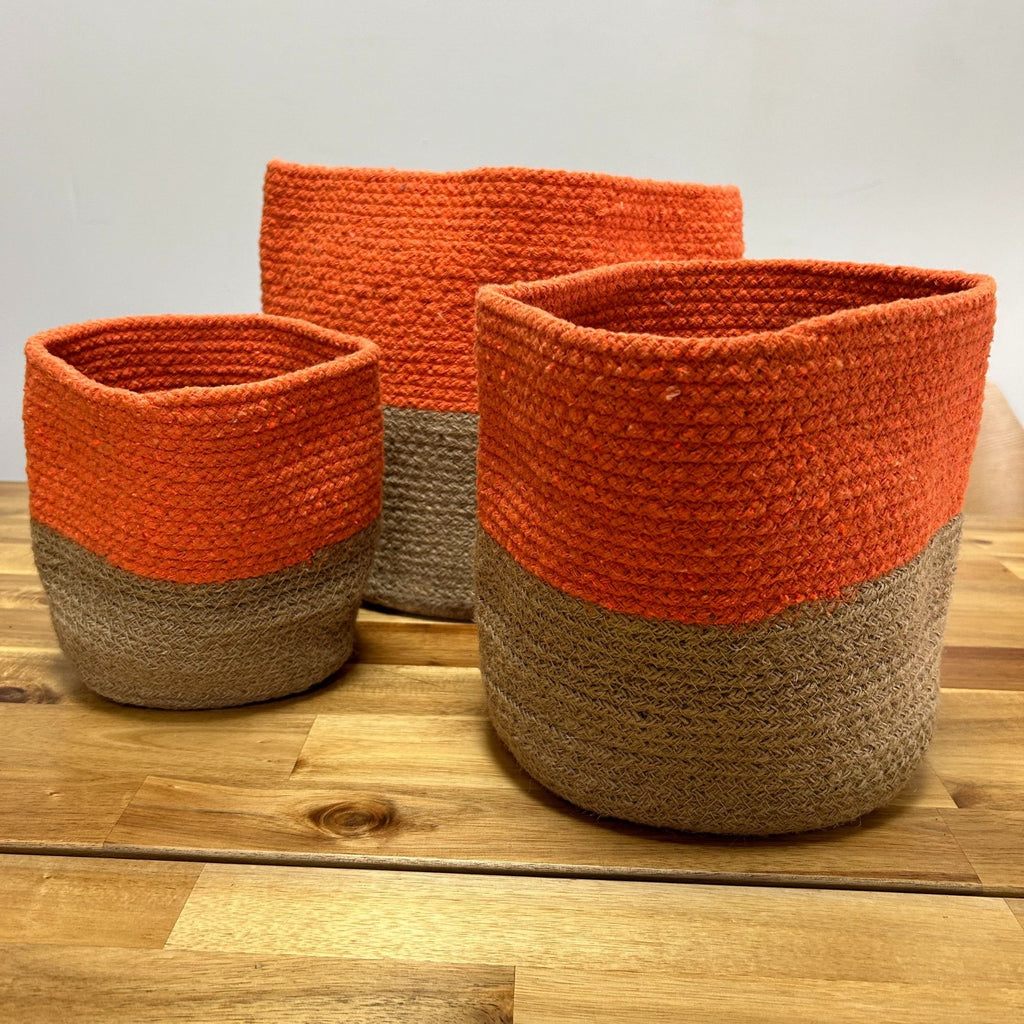 Set of 3 Cotton Rope Storage Baskets - Orange – view 2